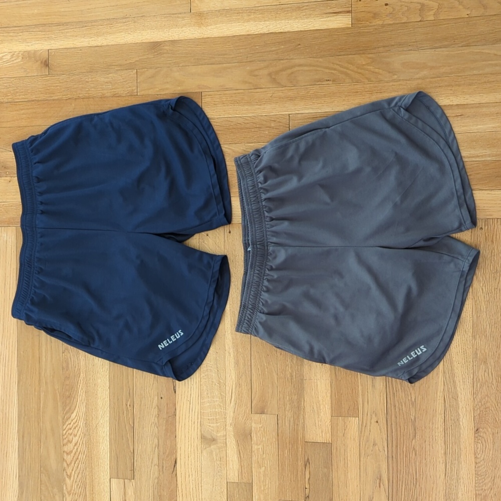 Neleus Men's 7 inch Running Athletic Pockets Shorts Bundle Medium & Large